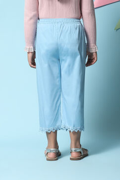 Blue Cotton Blend Capris image number 4