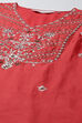 Red & Off White Cotton Blend Straight Kurta Suit Set image number 1
