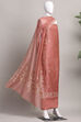 Rust Cotton Jamdani Unstitched Suit Set image number 4