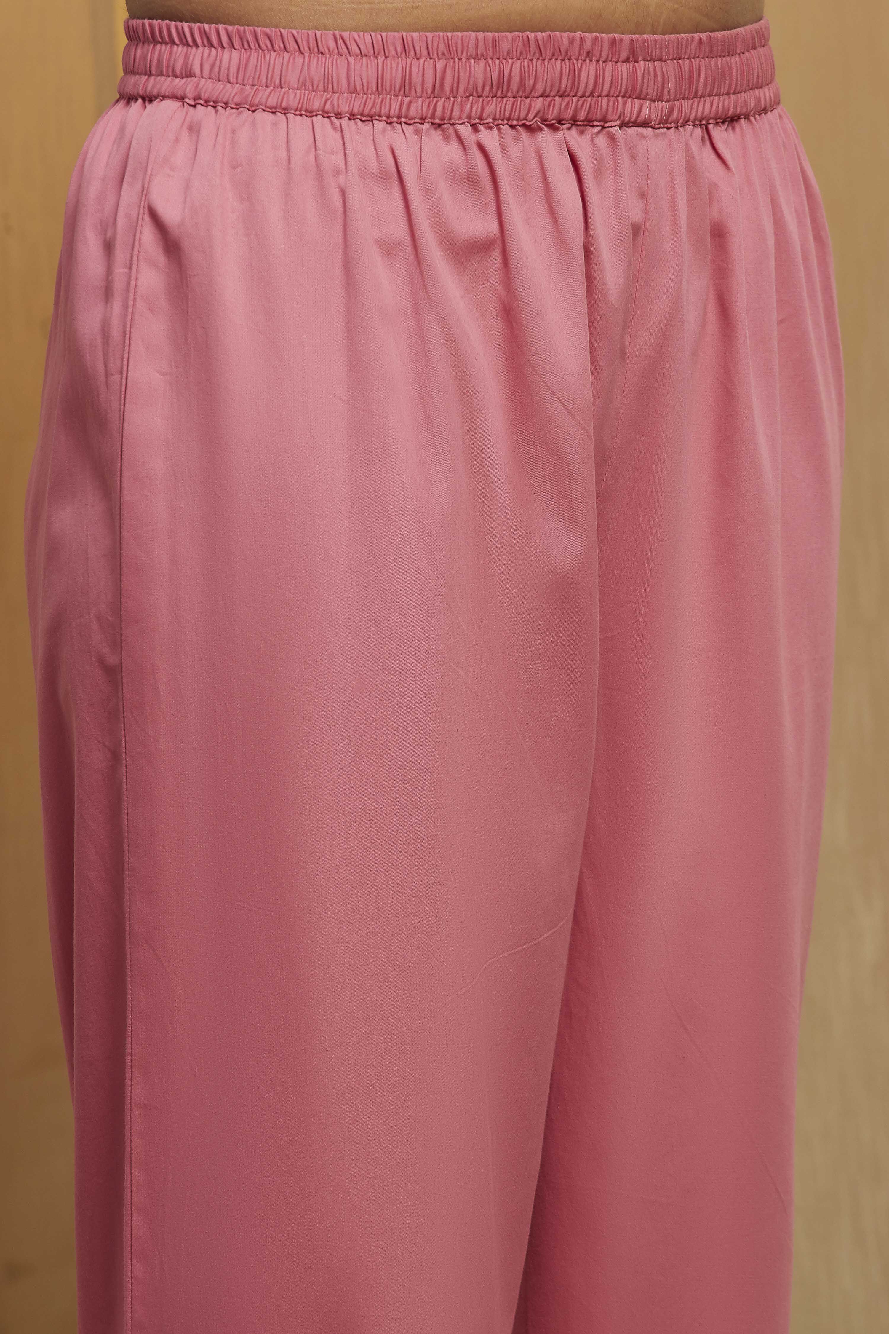 Pink Cotton Silk Anarkali Suit Set image number 2