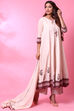 Light Peach Cotton Anarkali Kurta Palazzo Suit Set image number 3