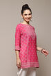 Deep Fuchsia Polyester Straight Printed Kurti image number 3