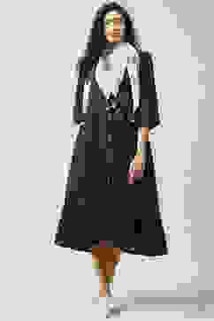 Indigo LIVA A-Line Printed Kurta Dress image number 0