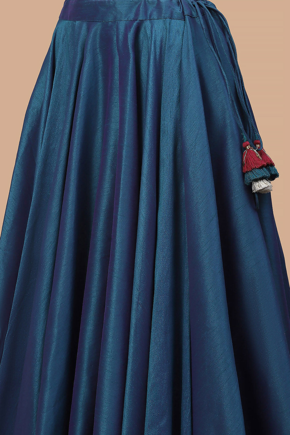 Teal Poly Dupion Silk Hand Zardozi Lehenga Set image number 2