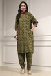 Indigo Blue Printed Straight Suit Set image number 6
