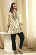 Beige Viscose Printed Straight  Short Kurta image number 0
