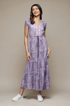 Purple LIVA Printed Jumpsuit image number 5