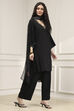 Black Solid Relaxed Straight Suit Set image number 5