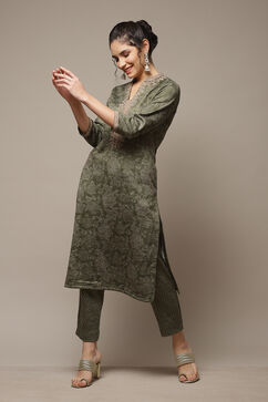 Green Straight 2 Piece Set image number 0
