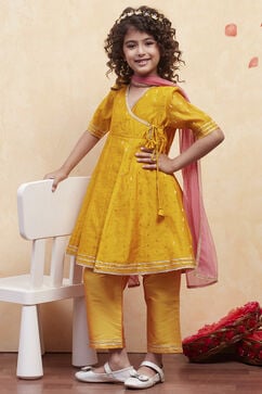 Yellow Polyester Anarkali Suit Set image number 0
