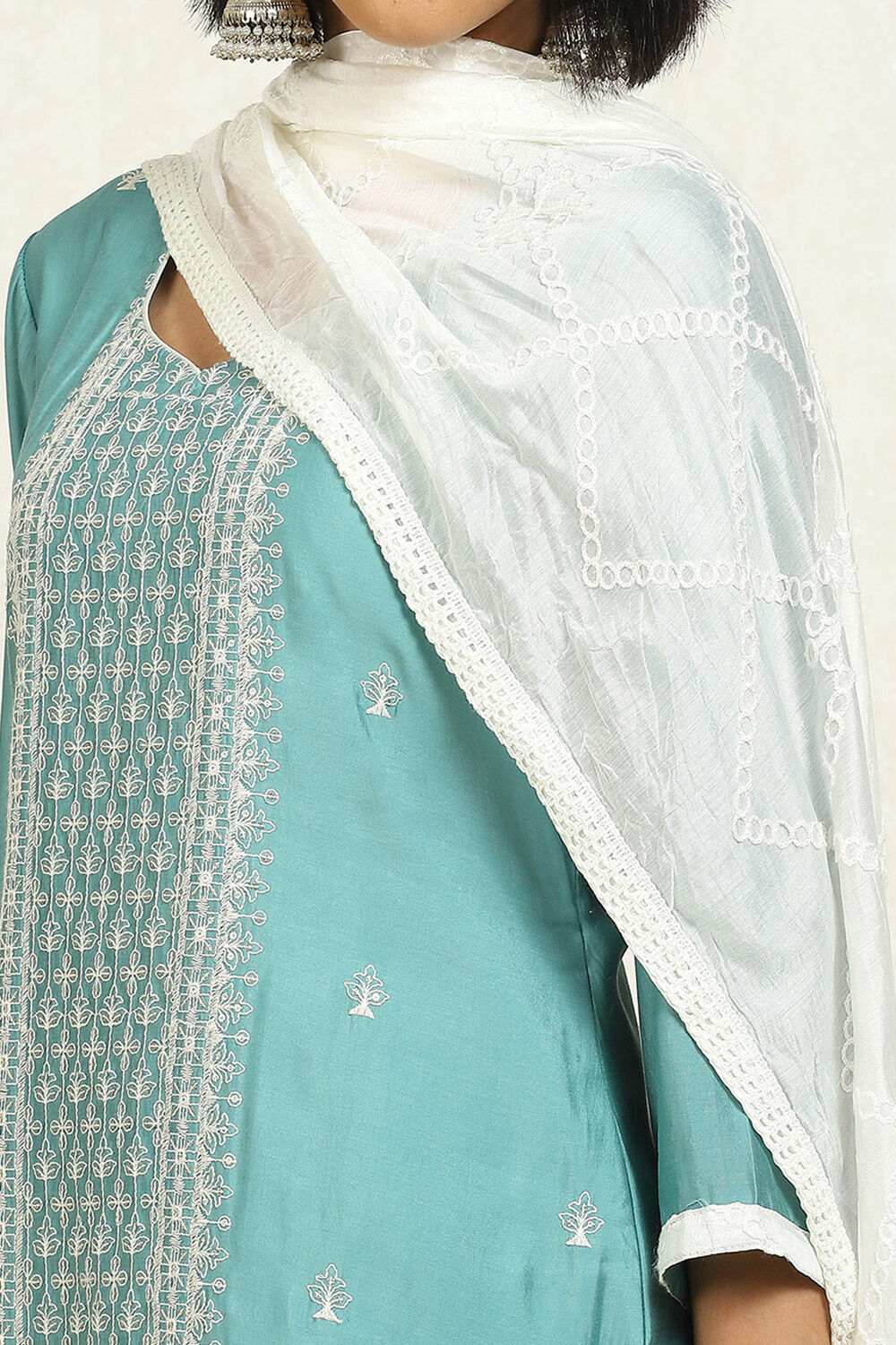 Grey Silk Blend Machine Embroidered Unstitched Suit Set image number 2