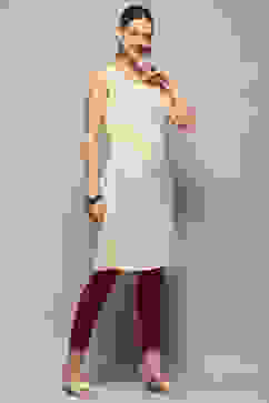 Cream-coloured Georgette Floral Straight Kurta image number 7