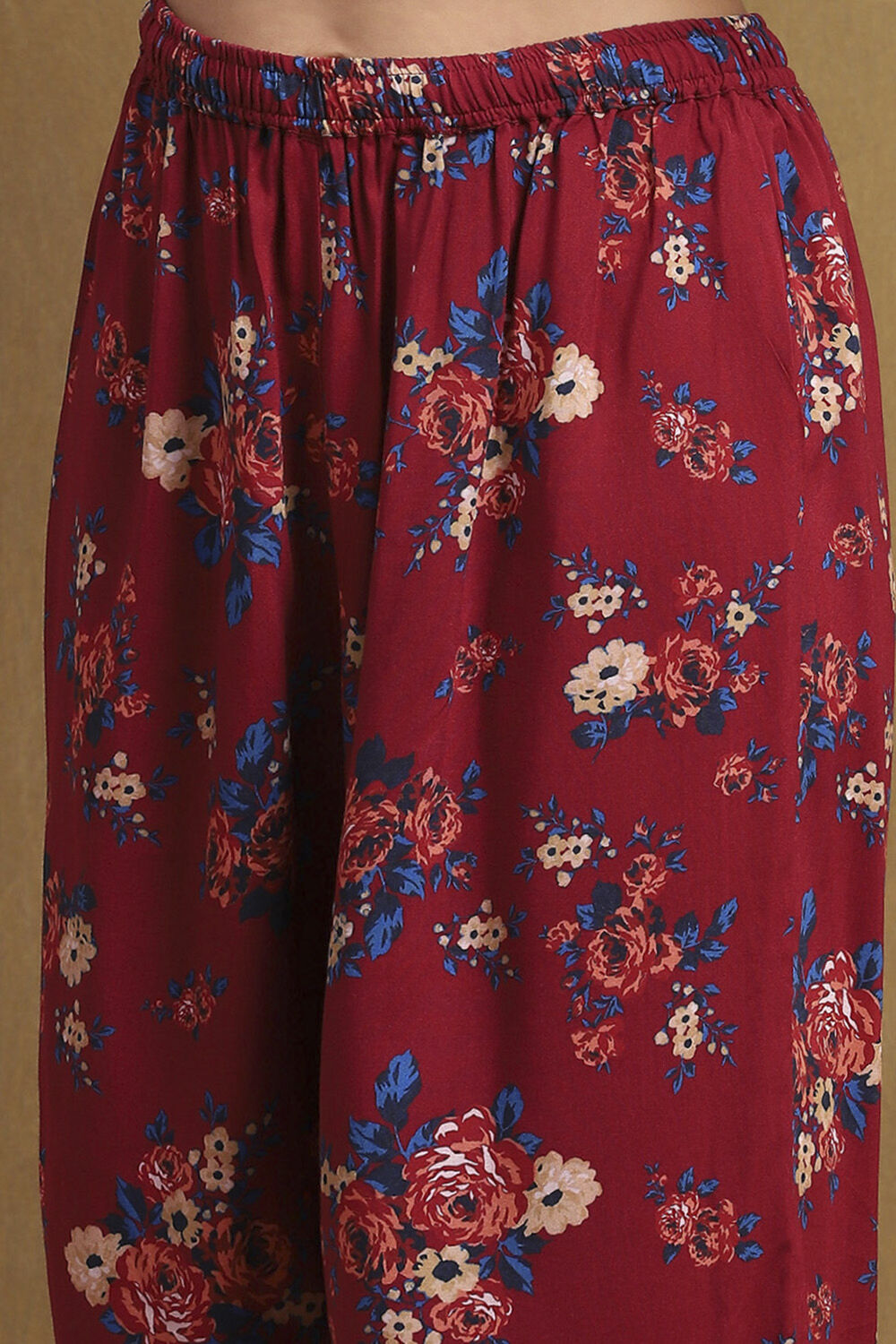 Red Silk Embroidered A-Line Suit Set image number 2