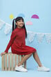 Cherry Red Flared Cotton Dress image number 0
