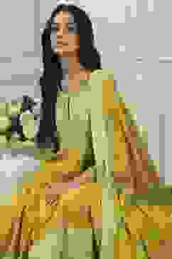 Green Cotton Kalidar Suit Set image number 7