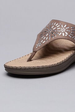 Cream Synthetic Suede Sandals image number 1
