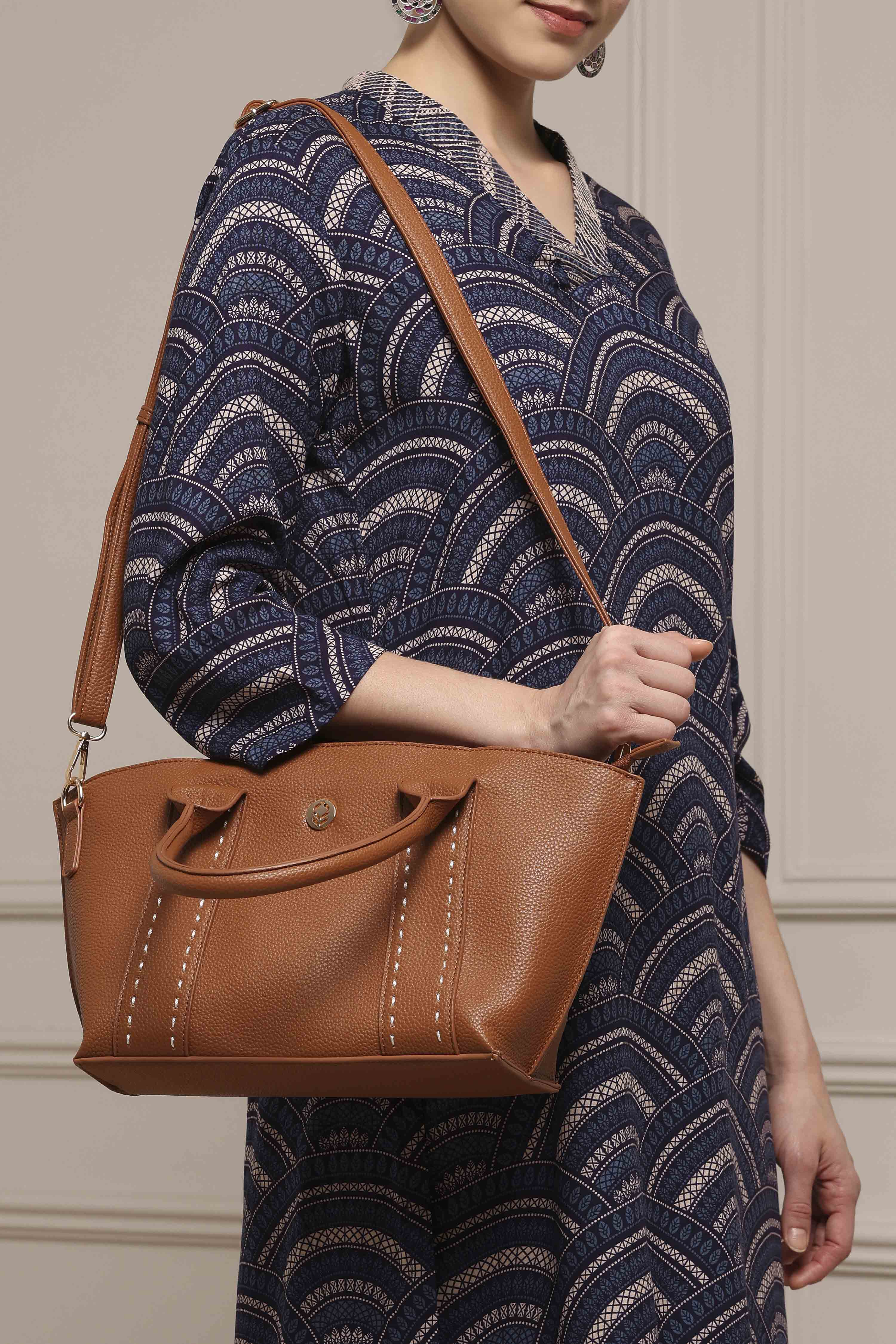 Tan PU Handbag image number 7