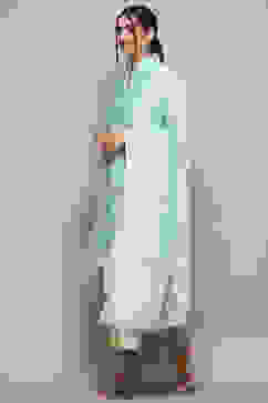 Light Green Kota Asymmetric Suit set image number 4