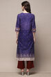 Indigo Cotton Straight Kurta image number 3