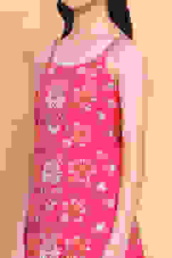 Pink Floral Printed Straight Suit Set image number 1