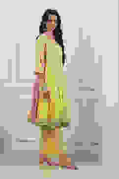 Yellow Cotton Anarkali Suit Set image number 5