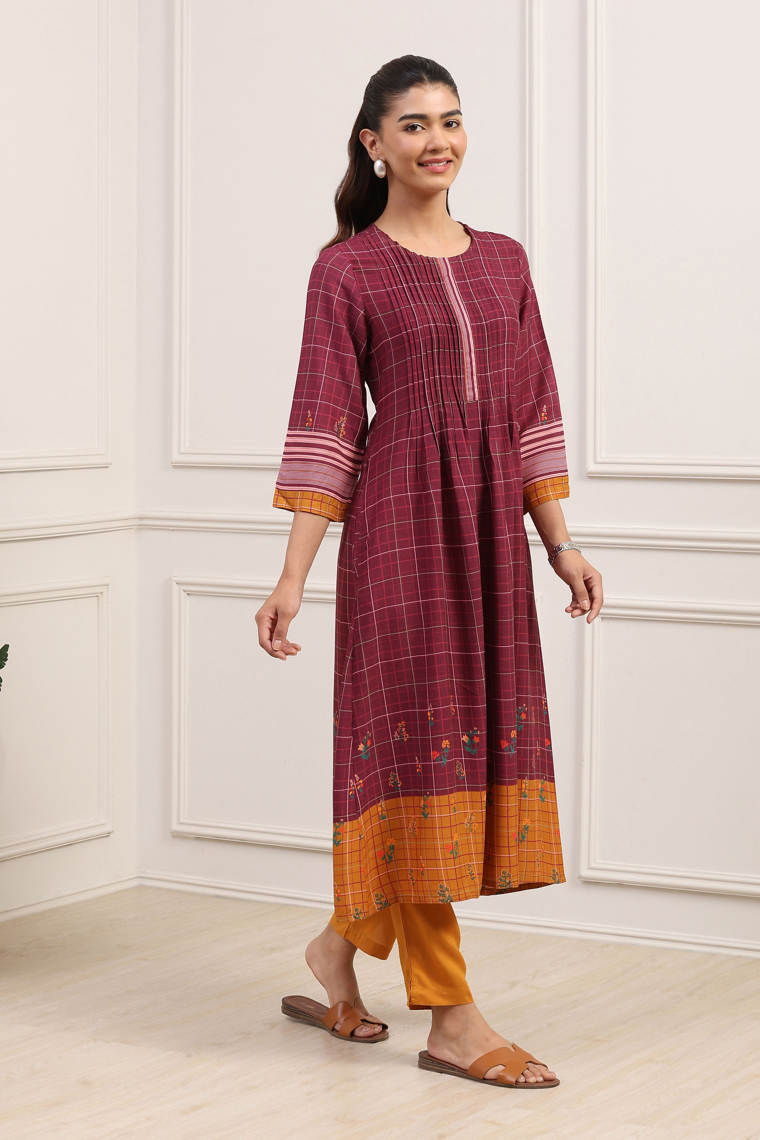 Navy Berry Rayon Flared 2 Piece Set image number 5