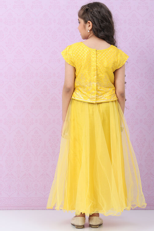 Yellow Viscose Lehenga Set image number 4