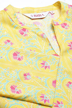 Yellow Rayon Straight Kurta Pants Set image number 1