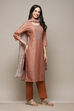 Rust Chanderi Blend Woven Unstitched Suit Set image number 7