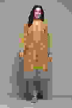 Mustard Poly Cotton Straight Yarndyed Kurta image number 0