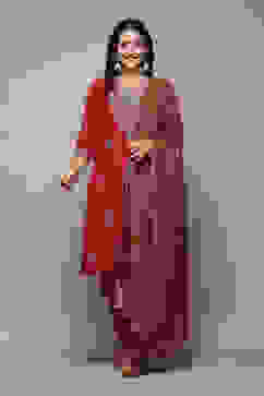 Red Rayon Straight Kurta Salwar Suit Set image number 7