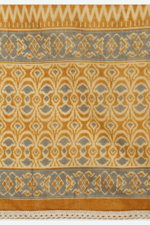 Yellow Cotton Unstitched Suit Set image number 3