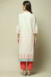 Beige Cotton Straight Printed Kurta image number 4