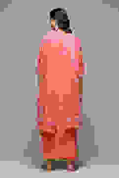 Coral Cotton Straight Kurta Palazzo Suit Set image number 4