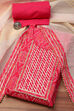 Pink Cotton Hand Block Print Unstitched Suit Set image number 0