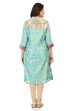 Green Poly Metallic Cotton Straight Printed Kurta image number 4