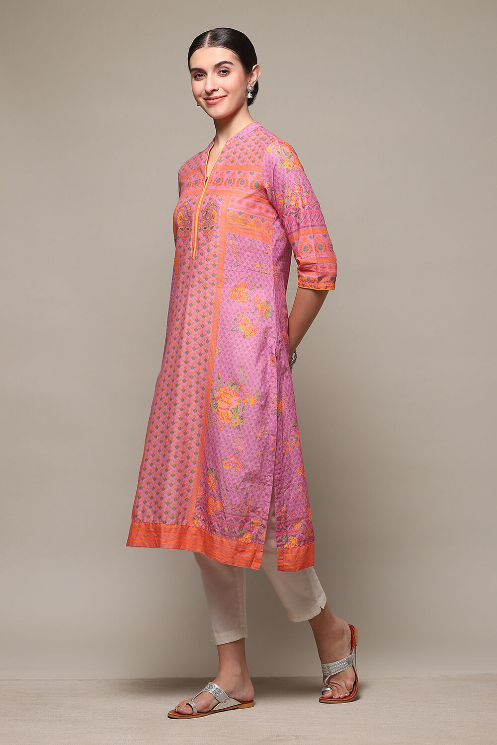Green Cotton Straight Printed Kurta image number 2