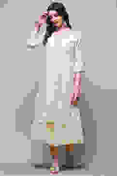 Ecru Polyester Tiered Kurta image number 5