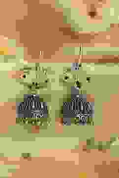 Navy Brass Jhumka image number 2