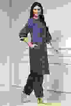 Indigo Blue Printed Straight Suit Set image number 5