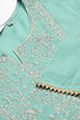 Sea Green Viscose Kalidar Kurta Pants Suit Set image number 1