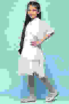 White Chiffon Dobby Tiered Dress image number 2