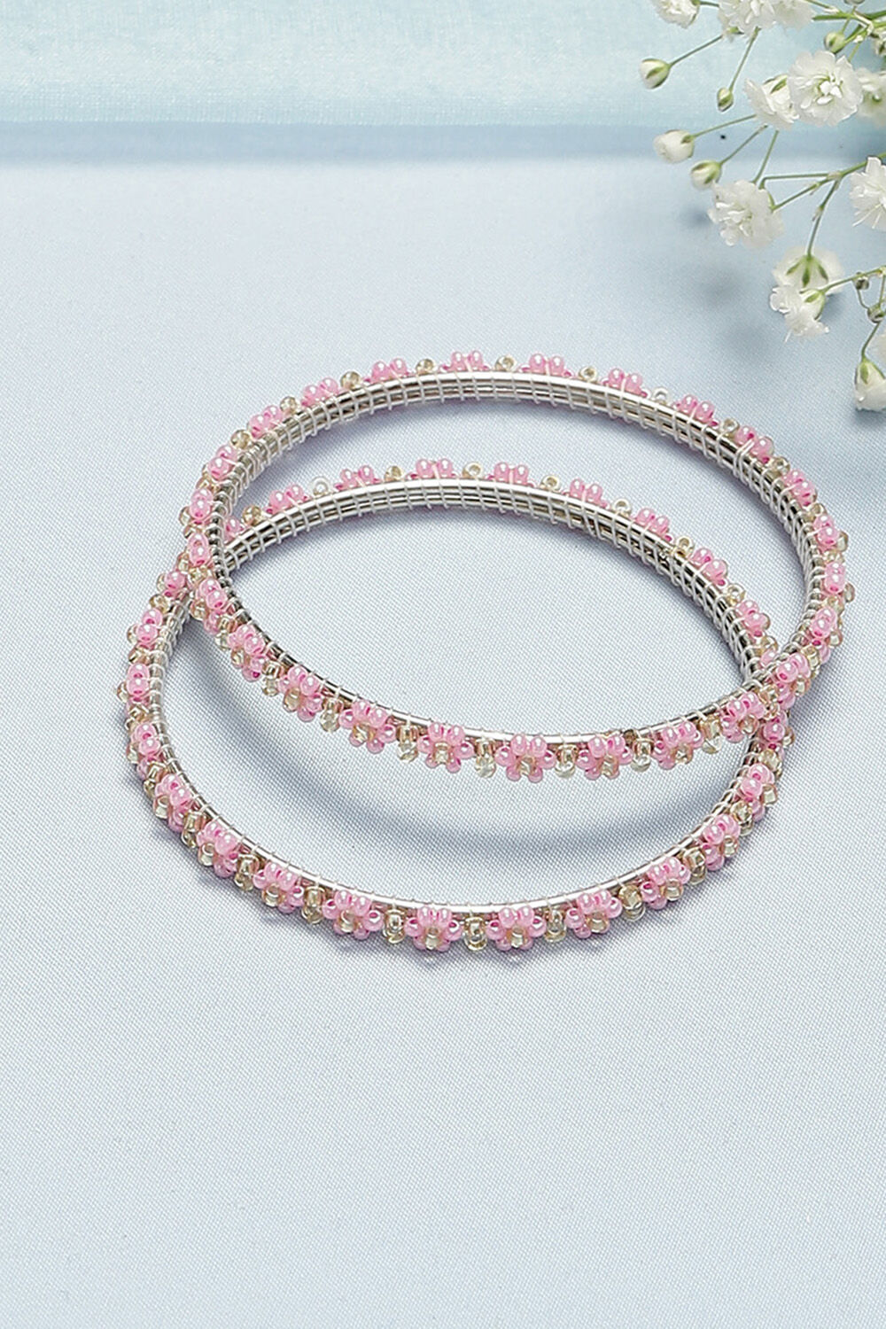Pink Gold Metal & Beads Kids Bangles image number 0