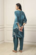 Teal Viscose Rayon Abstract Printed Straight Suit Set image number 4