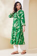 Green Viscose Rayon A Line Dress image number 2