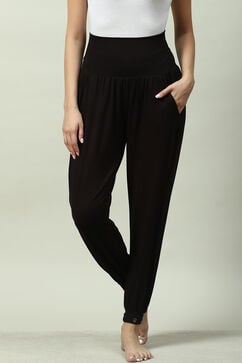 Black Viscose Relaxed Joggers image number 0