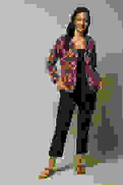 Maroon Acrylic Straight Yarndyed Jacket image number 0