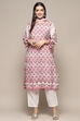 White Pink Muslin Unstitched Suit set image number 8