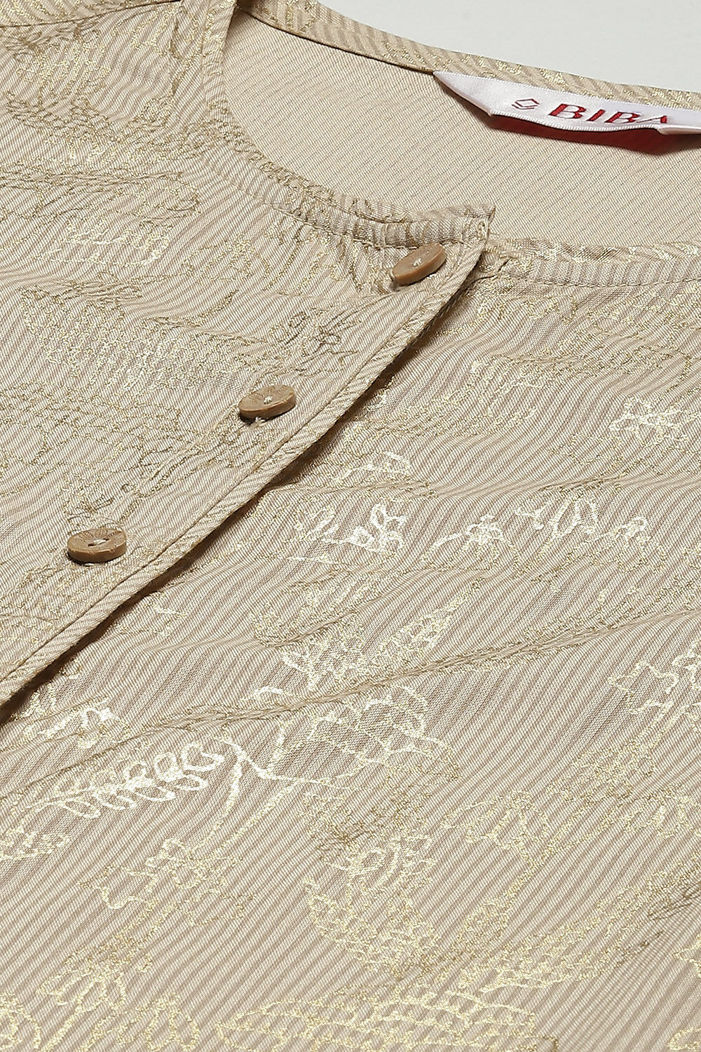 Beige LIVA Straight Printed Kurti image number 1