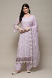 Lavendar Cotton Blend Printed Unstitched Suit Set image number 8